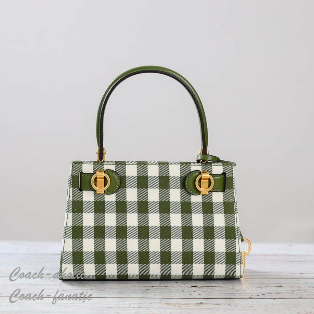 NWT Tory Burch Lee Radziwill Petite Bag Gingham Crossbody in Leccio - Picture 8 of 11